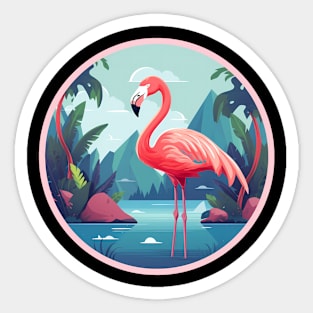 Flamingo Flock Sunset, Love Flamingos Sticker